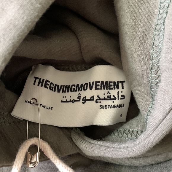 The giving movement dark khaki hoodie organic crop drawstring hoodie limited ed - Picture 4 of 6